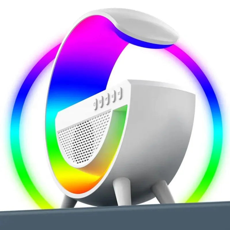 Caixa de Som G-Speaker Carregador Sem Fio Bluetooth RGB Luminária de Mesa LED Atmosfera