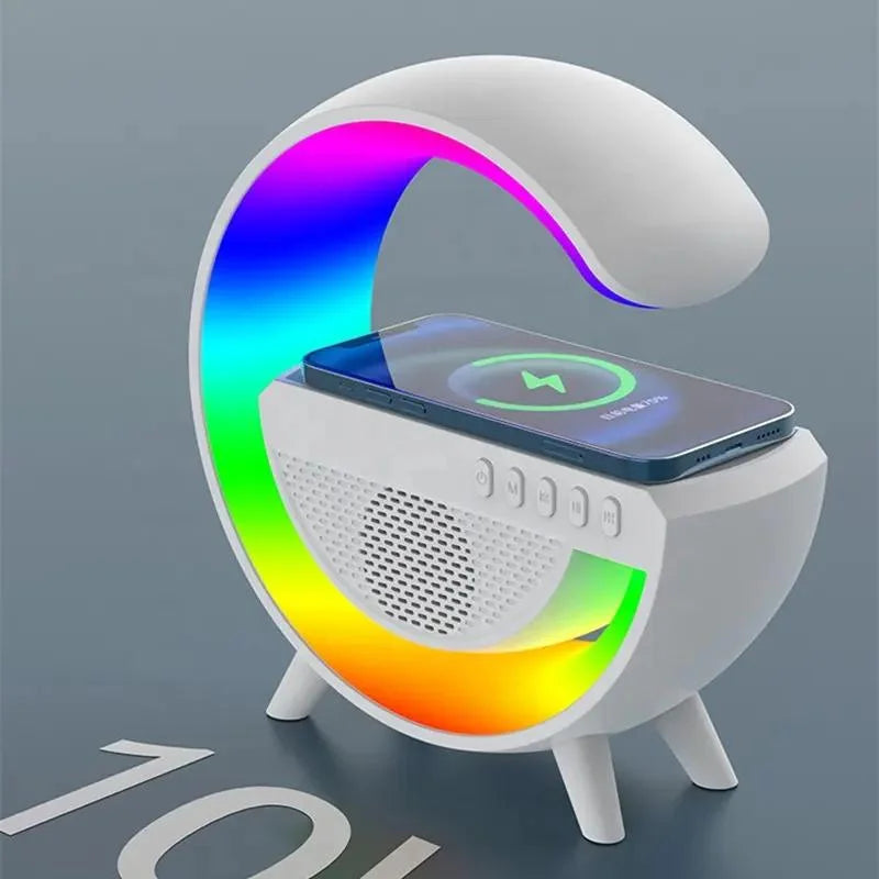 Caixa de Som G-Speaker Carregador Sem Fio Bluetooth RGB Luminária de Mesa LED Atmosfera