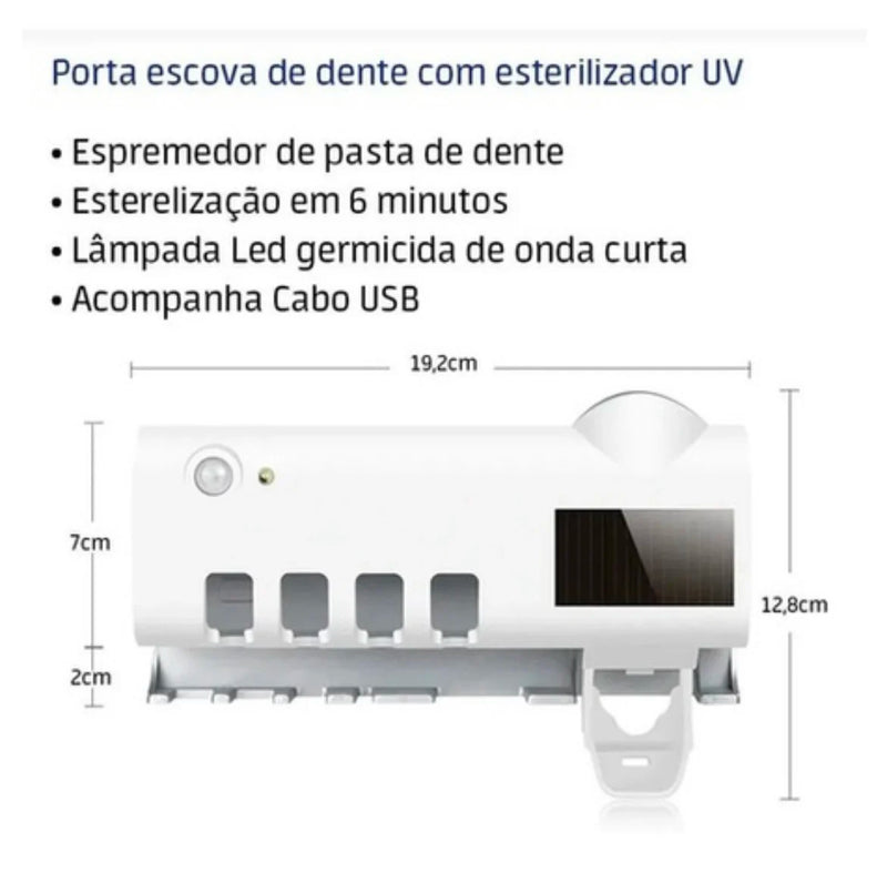 Suporte pra Escova Dispenser Automático Pasta De Dente Recarregável + Suporte Dental