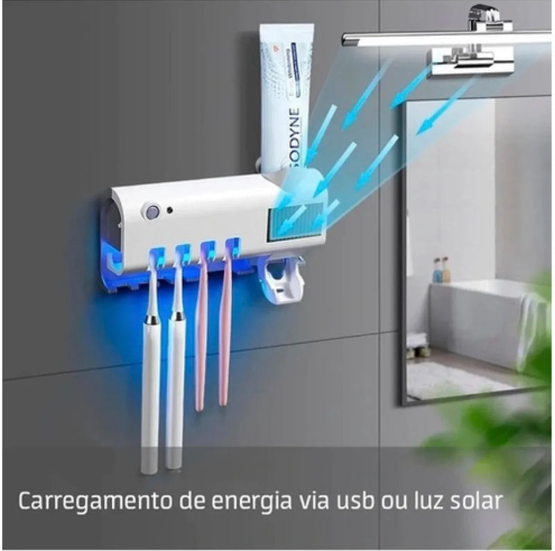 Suporte pra Escova Dispenser Automático Pasta De Dente Recarregável + Suporte Dental