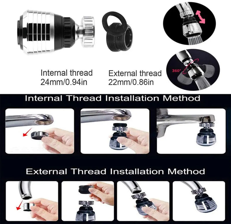 Utensílios de cozinha 2 modos 360 rotativo borbulhador extensor de torneira de alta pressão economia de água acessórios de cozinha para banheiro suprimentos