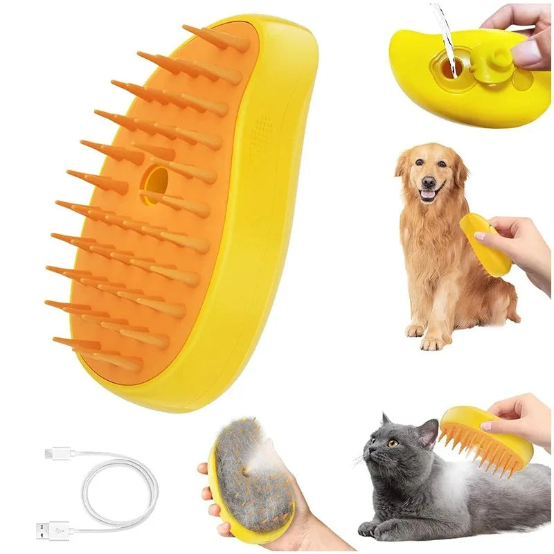 Escova de vapor para gatos e cães, Escova de vapor para massagem Pulverizador elétrico para animais de estimação Coisas para cães Remove pelos de animais de estimação