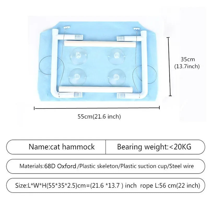 Rede para gatos de estimação 20KG, Cama para gatos pendurada com rolamento confortável para gatos, Assento de janela ensolarado para montagem em estrutura de escalada para gatinhos, Acessórios para animais de estimação