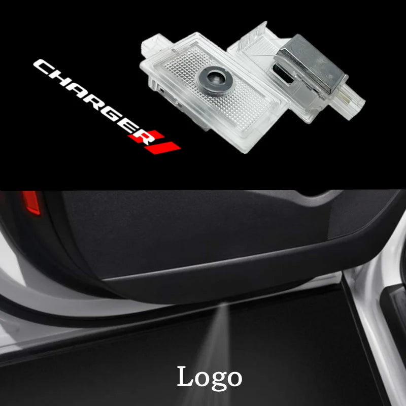 2 peças Porta do carro Led Luz Sombra Fantasma, Lâmpada de Boas-vindas para Dodge Charger, Acessórios Automotivos Luzes de Projetor Laser