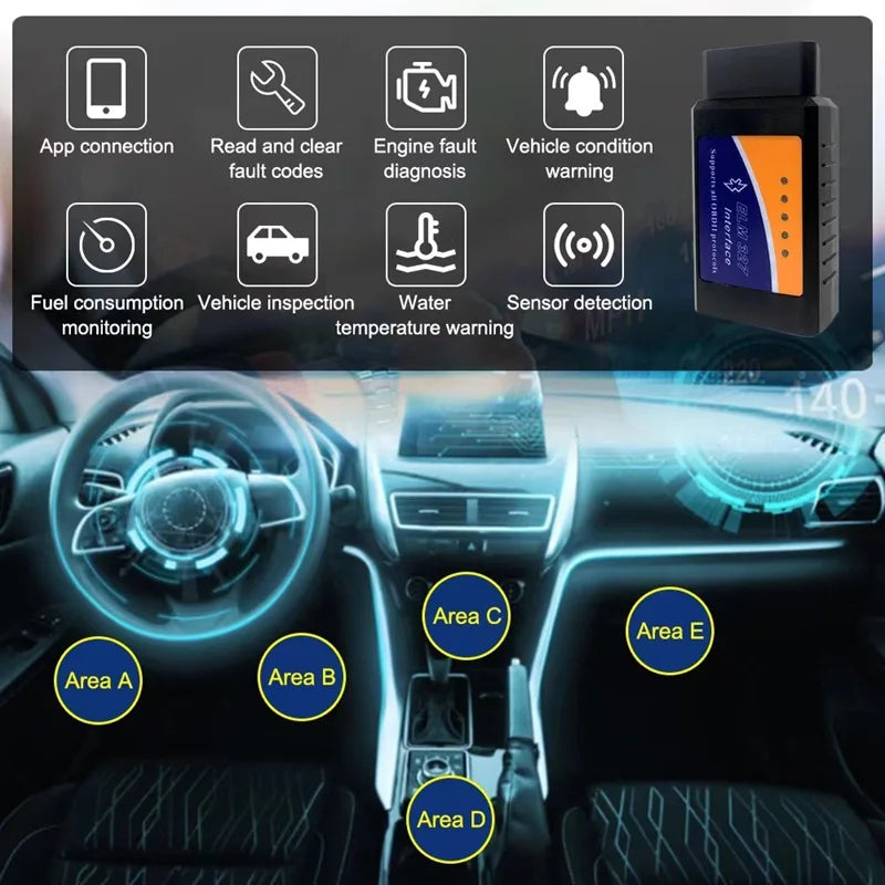 ELM327 V2.1 OBD2 Scanner Bluetooth Ferramenta de diagnóstico de carro para Android / IOS Leitor de código Detector de falhas automotivas