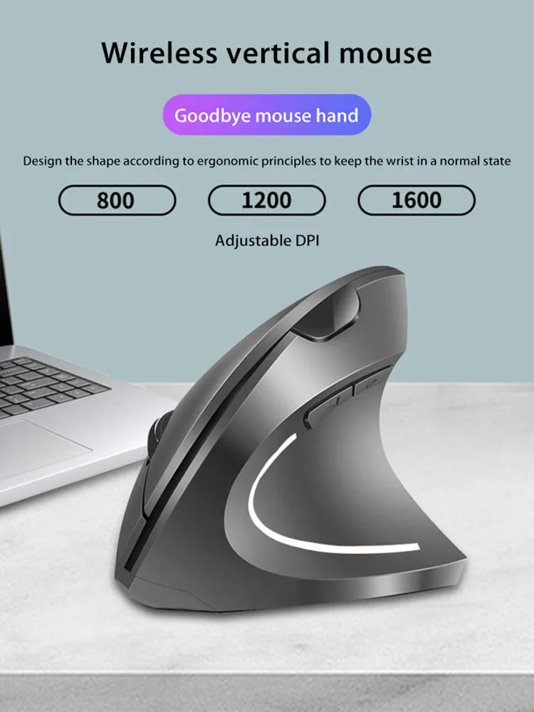 XIAOMI Wireless Vertical Mouse Bluetooth 2.4GHz Ergonômico Gaming Mouses 1600DPI Ajustável Escritórios Teclados Eletrônicos Ópticos