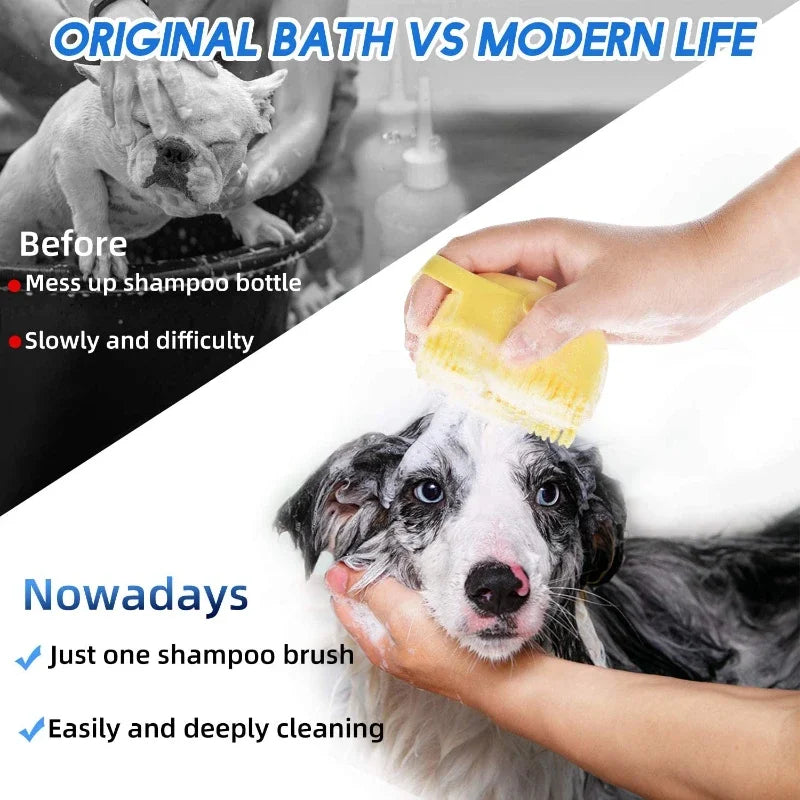 Escova de xampu para cães de estimação 2,7 oz 80ml, Pente de massagem para gatos, Escova de limpeza para banho de pelos curtos Borracha de silicone macia