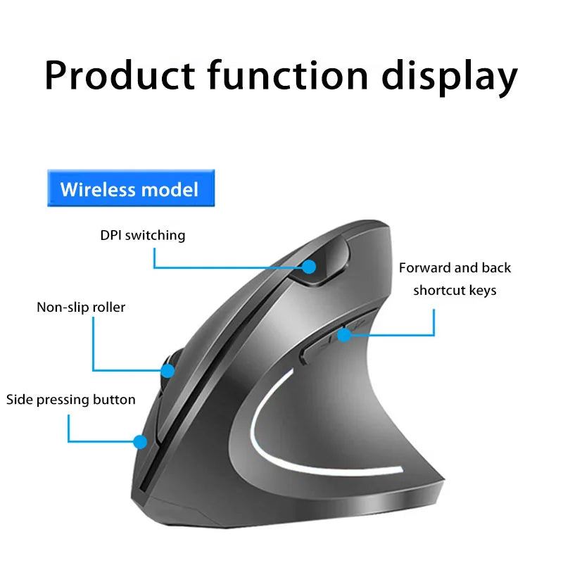 XIAOMI Wireless Vertical Mouse Bluetooth 2.4GHz Ergonômico Gaming Mouses 1600DPI Ajustável Escritórios Teclados Eletrônicos Ópticos