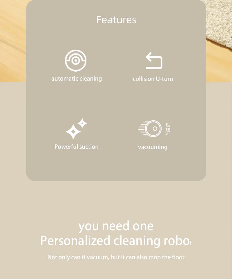 Xiaomi Smart Sweeping Robot Mini Aspirador de pó silencioso Varredor Mop Escova 5 em 1 Máquina de limpeza multifuncional para casa