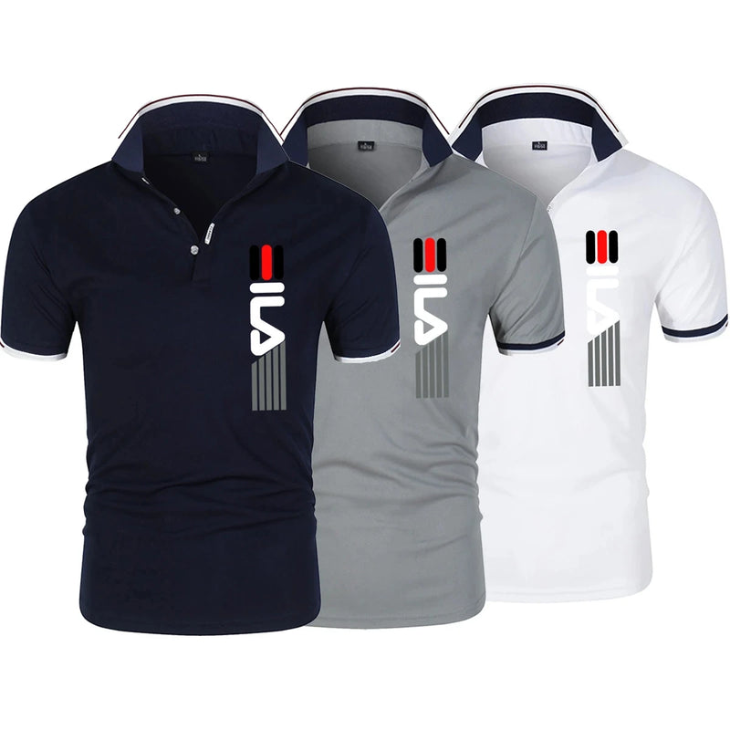 Lapela Anti-pillin Camisa Polo, impressão Manga Curta Casual, Negócios Moda Slim Fit