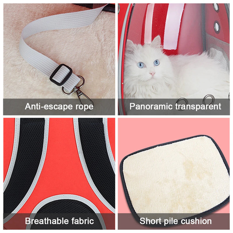 Bolsa de transporte para gatos, bolsa de ombro para animais de estimação ao ar livre, mochila respirável, bolsa transparente de viagem para cães e gatos pequenos