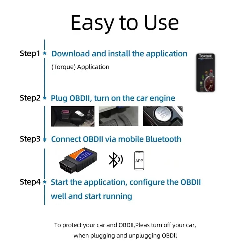 ELM327 V2.1 OBD2 Scanner Bluetooth Ferramenta de diagnóstico de carro para Android / IOS Leitor de código Detector de falhas automotivas