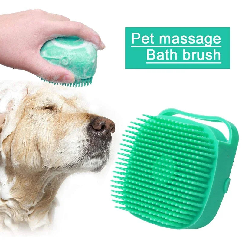 Escova de xampu para cães de estimação 2,7 oz 80ml, Pente de massagem para gatos, Escova de limpeza para banho de pelos curtos Borracha de silicone macia