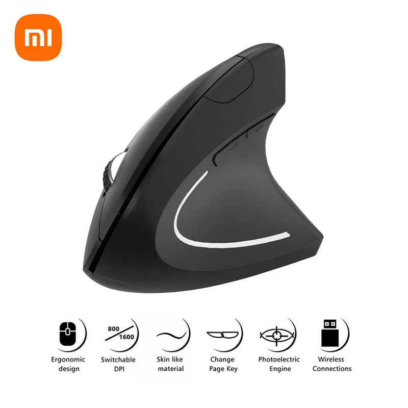 XIAOMI Wireless Vertical Mouse Bluetooth 2.4GHz Ergonômico Gaming Mouses 1600DPI Ajustável Escritórios Teclados Eletrônicos Ópticos