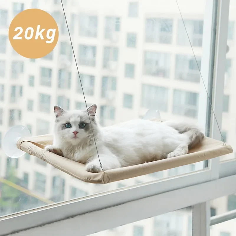 Rede para gatos de estimação 20KG, Cama para gatos pendurada com rolamento confortável para gatos, Assento de janela ensolarado para montagem em estrutura de escalada para gatinhos, Acessórios para animais de estimação