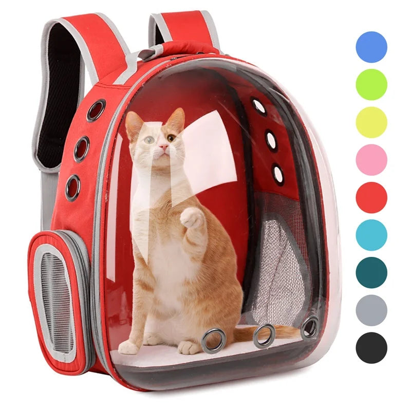 Bolsa de transporte para gatos, bolsa de ombro para animais de estimação ao ar livre, mochila respirável, bolsa transparente de viagem para cães e gatos pequenos