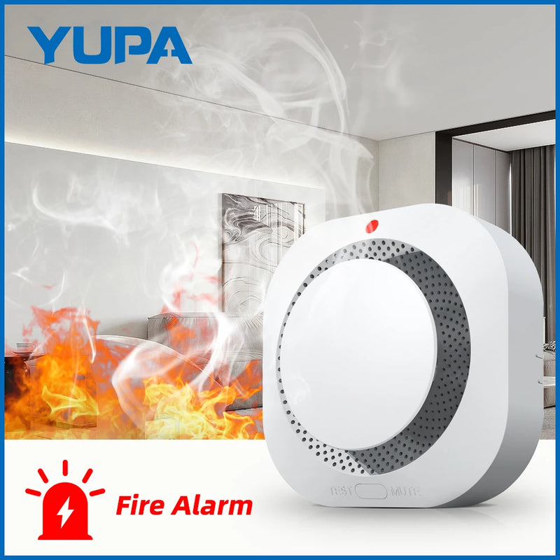 YUPA Sensor Detector de Fumaça Independente Sistema de Alarme de Incêndio para Segurança de Escritório em Casa Alarme de Fumaça Proteção contra Incêndio Alimentado por Bateria