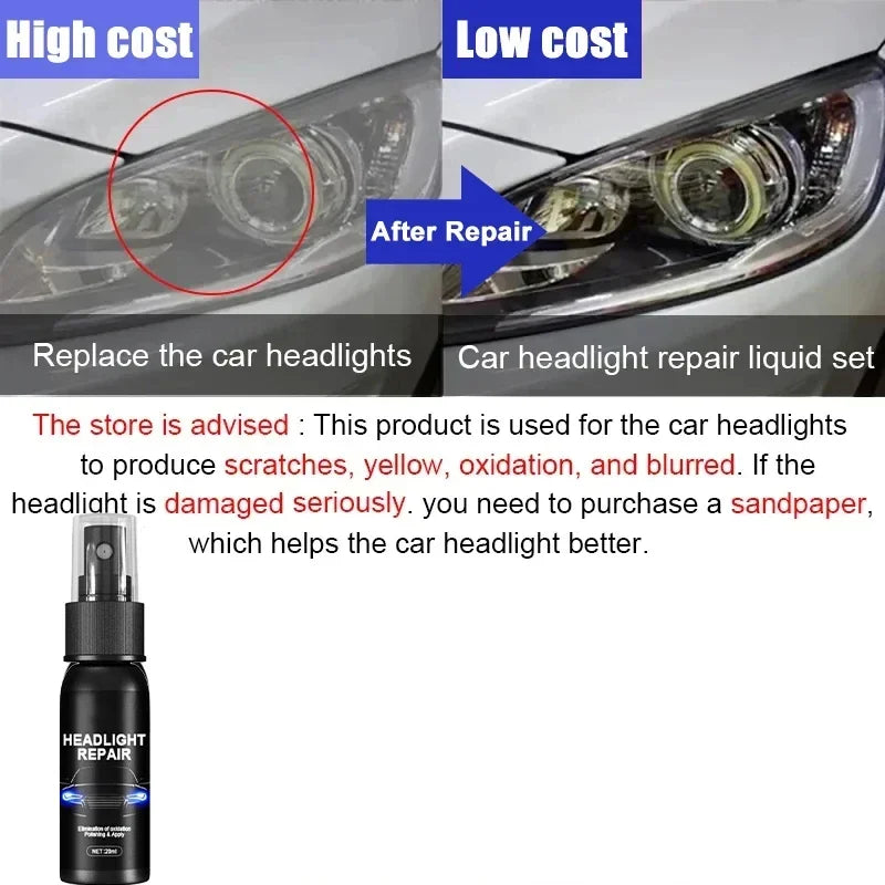 Líquido de reparo de farol de carro universal, resistente ao calor de longa duração, agente de reparo de renovação de proteção, polimento de arranhões